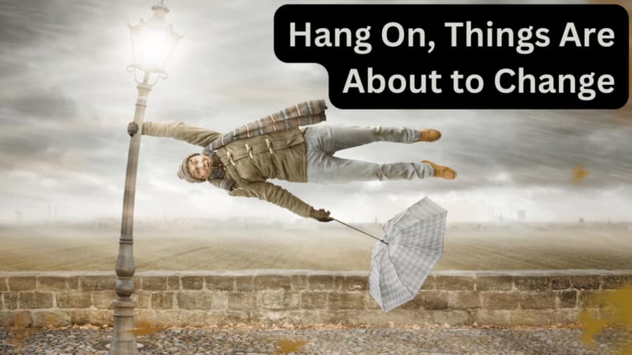 Person being blown in the wind